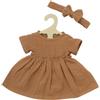 Heless 1425 - Vestiti per Bambole in 100% Cotone Biologico, Set di 2 Pezzi con Vestito e Cerchietto in Caramello per Bambole e Peluche di Dimensioni 28-35 cm