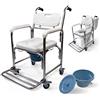 Mobiclinic®, Sedia da Doccia, 3 in 1, Rialzo per Doccia e WC, WC Portatile, Vasino Rimovibile da 4,3L, Ruote con Freni, Poggiapiedi Pieghevoli, Seduta e Braccioli Imbottiti, Fino a 100 kg, Rope