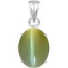 AKSHITA GEMS Ciondolo placcato argento con pietra occhio di gatto a occhio di gatto da 11,25 carati, 10,47 carati, qualità A+, Metallo placcato argento, Occhio di gatto