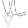 PJ JEWELLERY,Collana con ciondolo a triangolo rovesciato, in acciaio inox, stile minimalista, con catenina rolò da 61 cm, colore: nero/argento e Acciaio inossidabile, colore: Argento, cod. P-PN-1345S
