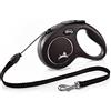 FLEXI Croci Flexi New Classic Cord, Guinzaglio per cani allungabile, taglia M fino a 20 kg, lunghezza 5 Metri, colore Nero