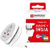 SKROSS | 1.500215-E | Combo World to India | Adattatore Internazionale da Viaggio - Tensione e Potenza nominale: 100V - 500W / 250V - 1250W. Protezione Anti Scossa