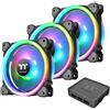 Thermaltake Riing Trio 14 LED RGB TT Premium Edition 3Pack Ventola per PC Case con 14 LED RGB, Nero