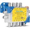 TechniSat TECHNISWITCH 5/8 MINI, multi-switch/distributore satellitare per un massimo di 8 partecipanti, 100m di distanza a ponte, inclusa trasmissione del segnale DOCSIS