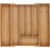 Relaxdays Portaposate da Cassetto Allungabile, Divisorio a 5-7 Scomparti per Posate, 6 x 34-56 x 50 cm, bambù, Naturale