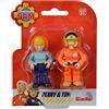 Simba Sam - Set doppio, motivo: pompiere Sam e Rose o Penny e Tom, 7 cm, mobili, a partire dai 3 anni in su