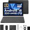 Tablet 10 Pollici Android 16 Tablet Con Tastiera, 20GB 1TB TF, Tablet PC Con WIF