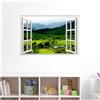 Lichi Adesivo da parete 3D con finestra, paesaggio lago e montagna, adesivo da parete per decorazione domestica, bagno, soggiorno, camera da letto, campo verde