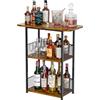 Eyteenokk Scaffale autoportante da pavimento per whisky: scaffale per vino a 3 ripiani, mini bar da tavolo angolare per bottiglie di vino, bar, per bottiglie, caffettiere e tazze