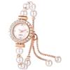 JewelryWe Orologio Bracciale da Donna con Perle: Orologio Piccolo Elegante Senza Numero Colore Oro-rosa in Acciaio Inossidabile Leggero Idee Regalo