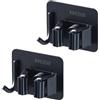 SENRISE Supporto per mocio da parete, 2 pezzi, in acciaio inox, autoadesivo, con gancio, per cucina, bagno, lavanderia, giardino, garage, nero