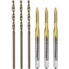 QUARKZMAN Set Maschi e Punte Trapano Metriche, 3pz M2 x 0.4 Maschi a Punta Elicoidale Rivestito Titanio e 3pz 1,6mm Punte Trapano Elicoidali Giallo Arrosto, Filettatura Maschiatura Viti