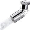 Hibbent Waternymph - Aeratore per rubinetto da cucina in ottone massiccio, con grande angolazione, girevole, doppia funzione, 2 spruzzatori, girevole a 360 gradi, cromato lucido, 1,8 GPM