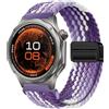 GIOPUEY Cinturini Magnetica Compatibile con Oppo Watch X3, Cinturino in Morbido Nylon Intrecciato [Unisex] [Traspirante] - Purple/White