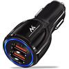 Maclean MCE478 Caricabatteria Da Auto USB a 2 slot Accendisigari 12-24V Quick Charge 3.0 2x connessioni USB 1x QC3.0 fino a 30W 1x 3.1A Smartphone Tablet GPS MP3 MP4 (Nero)