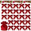 Dtaigou 24 Pezzi Piccoli Fiocchi di Natale in Velluto, Fiocchi per Alberi di Natale in Velluto per Albero di, Ghirlanda, Arredamento Vintage Stagionale, per La Borsa, Artigianato,Matrimonio
