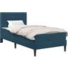 vidaXL Struttura letto con materasso e testiera, blu, 90 x 200 cm, velluto