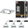 Paulmann Nova Plus 93680 - Set di 3 faretti da incasso a LED, rettangolari, orientabili, 3 x 6,8 W, dimmerabili, in alluminio, 2700 K