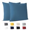 Dreamzie Federa Cuscino (Set di 2) - Blu Cotone - Per i Cuscini 65 x 65 cm - 100% Jersey di Cotone - Federa da Cuscino - Copri Cuscino per Letto - Fodera Protezione per Cuscino