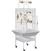 Yaheetech Gabbia Uccelli Metallo Ruote 65,5 × 65,5 × 156 cm Bianca | Gabbia Spaziosa Resistente con Piedistallo e Ruote Mobili per Interno‑Esterno, Adatta per Pappagalli e Calopsite