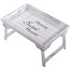 DESIGN DELIGHTS Vassoio in Legno Home Sweet Home | Vintage Bianco, 49 cm, con Piedi | tavolino