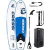 CRESSI dal 1946 - Ultra Isup Set - Tavola Sup Gonfiabile Adulti Grande Stabilità e Resistenza Completa di Accessori Pagaia Pinna Pompa Laccio Borsa Zaino - Bianco/Blu - 320x81x8 cm Max 130 kg