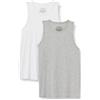 Amazon Essentials Maglietta Intima Senza Maniche in Modal, Super Morbida e Leggera Uomo, Pacco da 2, Bianco/Grigio Medio Puntinato, XL
