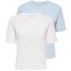JdY Jdyrex Rex S/S Top 2-Pack Jrs Dia, Blu di Cachemire, L (Pacco da 2) Donna