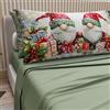 PETTI Artigiani Italiani - Lenzuola in Cotone con Federe in Stampa Digitale di Natale, Lenzuola Natalizie Una Piazza e Mezza, Completo Letto Natalizio, Xmas 11 Verde, 100% Made in Italy