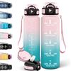 Motswedi Borraccia 1l, con Cannuccia, Borraccia Palestra, a Prova di Perdite, Bottiglia acqua, Con Marca Temporale, Bottiglia Acqua per Campo da Tennis, Ufficio, Campeggio, Bicicletta - Rosa&Ciano
