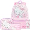 Get Trend Hello Kitty Sanrio 4 Pezzi Zaino Ragazza Set con Borsa Termica Porta Pranzo, Borraccia 500 ml Senza BPA e Astuccio (Rosa Hello Kitty)