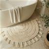 KIBAGA Bellissimo tappeto bohémien con nappe per il tuo bagno - Morbido tappetino a semicerchio in 100% cotone che si adatta perfettamente alla tua casa - un grazioso tappeto antiscivolo e assorbente