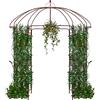 HOMASIS Pavillon per rose in metallo, arco per giardino con ganci e tetto, pergolato per piante rampicanti, pergola da giardino per matrimoni (211x211x256cm, bronzo)