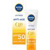Nivea Sun NIVEA UV Face SPF50 Q10 Antietà 0% Residuo bianco (50 ml), crema solare viso Q10, crema viso UV anti-età con SPF50, confezione può variare