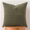 FDTERN Federe Cuscini Verde Oliva 65x65 per Divano in Velluto a Coste Moderno Morbido Motivo a Croce Decorativa Copricuscini con Cerniera Invisibile per Divano Camera da Letto