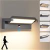 KUKAK Applique da esterno con sensore di movimento,36W plafoniere da parete IP65 impermeabile per esterni,Lampada da parete bianca calda per interni,applique da parete per giardino e terrazza Grigio scuro