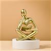 SIETIOJI Decorazione per interni - Statua dorata del pensatore con libro - Figurine moderne - Scultura astratta estetica in resina per la decorazione di casa, soggiorno, ufficio, libreria, scaffale e