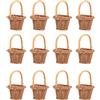 TOMETURE Set da 16 Pezzi di Mini Cestini in Rattan Intrecciato, Portafiori Pratici e Resistenti Manico, Stile Rustico Minimalista per Decorazioni e Regali