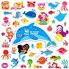 Hebayy 41 PEZZI Adesivi Decalcomanie in Gel del Mondo Marino, Sirena e Creature Marine Spesse Decorazioni per Finestre e Porte Adesivi Rimovibili Riutilizzabili per Bambini Neonati Bambini Forniture