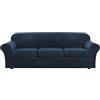 BXFUL Copridivano in Velluto con Cuscini Separati - Coperture Elastiche Ultra Morbide, Protezione Anti Graffio per Animali e Bambini, Fodere Eleganti per Divani (Blu Marino,Grande 3 Posti)