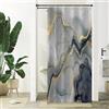 Xiaoterna 90x180cm Tenda da doccia di marmo nero grigio oro punti impermeabile poliestere Tenda da bagno di lusso moderno estetico artistico Lavabile resistente alla muffa Bagno tessuto decorativo