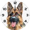 Geroclonup Orologio da parete rustico in legno a batteria, 25 cm, con pastore tedesco, per bagno, camera da letto, soggiorno, divertente, rotondo, analogico, senza ticchettio, silenzioso
