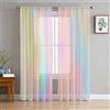 Hiseng 2 Pezzi Tende Voile Trasparente Decorativi Sheer Tenda per Soggiorno Camera Cameretta Balcone Finestra e Interni, Semi Trasparente Tenda Leggera (132x215cm,Colore dell'arcobaleno 4)