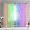 Hiseng 2 Pezzi Tende Voile Trasparente Decorativi Sheer Tenda per Soggiorno Camera Cameretta Balcone Finestra e Interni, Semi Trasparente Tenda Leggera (108x137cm,Colore dell'arcobaleno 2)