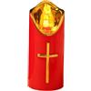Generico Lumino LED Commemorativo Senza Fiamma con Croce Dorata - Candela Elettrica a Batteria per Tomba e Ricordo Animali - Effetto Fiamma Tremolante, Impermeabile per Cimitero, Giardino, Chiesa e Casa