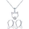 MICMIF Parure Gioielli Gatto Argento, 2 Pezzi Set Collana e Orecchini a Forma di Gatto, Gioielli Parure Collana con Ciondolo Gatto e Orecchini a Cerchio per Donne Ragazze