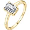 JewelryPalace 1ct Anello Solitario Donna placcato oro giallo 14K con Creato Moissanite, Diamante Simulato Anelli Dorati con Pietra Smeraldo, Semplice Fedine Fidanzamento in Oro Set Gioielli Donna 11.5
