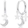 Cangall Orecchini a cerchio in argento 925, ipoallergenici, da donna, in argento Sterling 925, con ciondolo, leggeri orecchini a cerchio in argento Sterling 925, idea regalo per ragazze mamma per