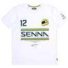 Ayrton Senna T-shirt a righe F1#12, bianco, L