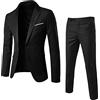 Celanisai Tuta da uomo, 2 pezzi, per affari, un bottone, smoking, da uomo, classico, blazer, giubbotto di tuta Uund, vestibilità stretta, per il tempo libero, formula uniforme, O nero., M